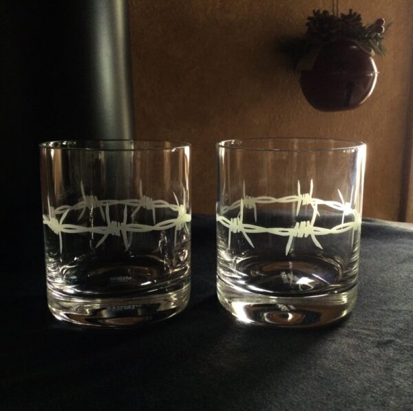 Product image of Sand Carved Barbed Wire Whiskey Tumbler