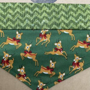 Product image of Bandana ~ Large ~ Reindeer on Green & Green, Black Plaid