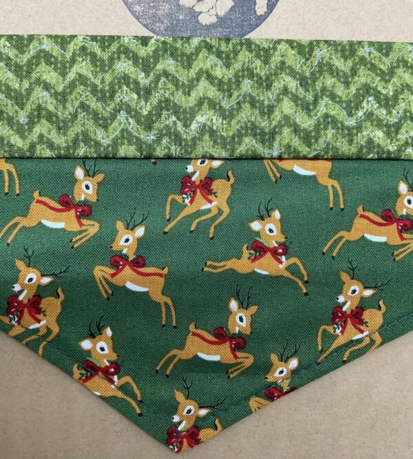 Product image of Bandana ~ Large ~ Reindeer on Green & Green, Black Plaid