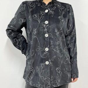 Product image of Black Printed Ruffle Collar Jacket