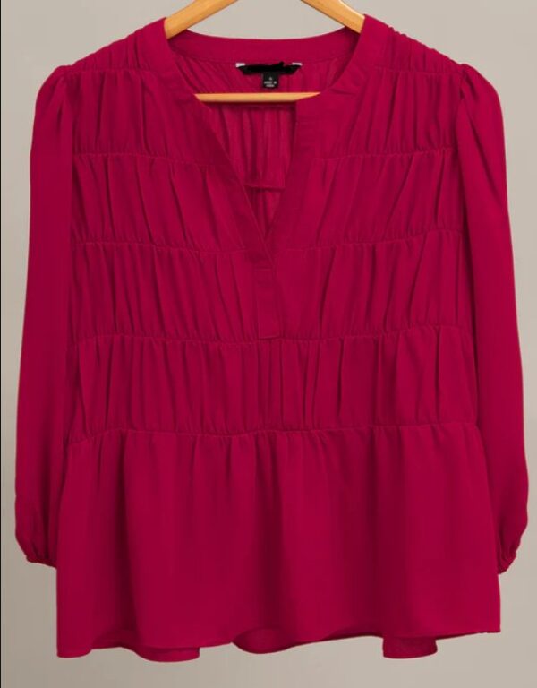 Product image of Lipstick Red Crepe V-Neck Blouse