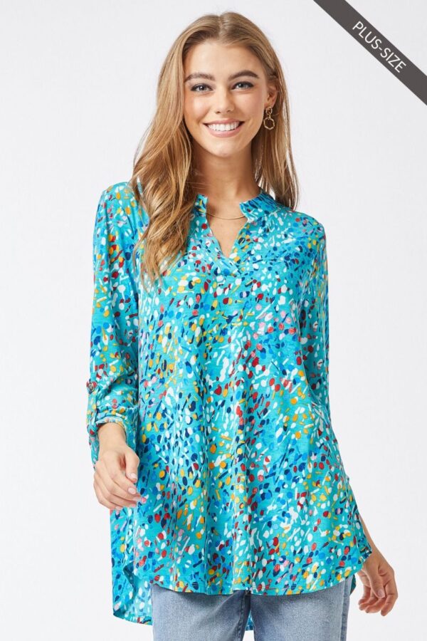 Product image of Teal Multi 3/4 Slv Tunic M-3X