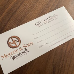 Product image of Mercer & Sons Woodcrafts Gift Certificate