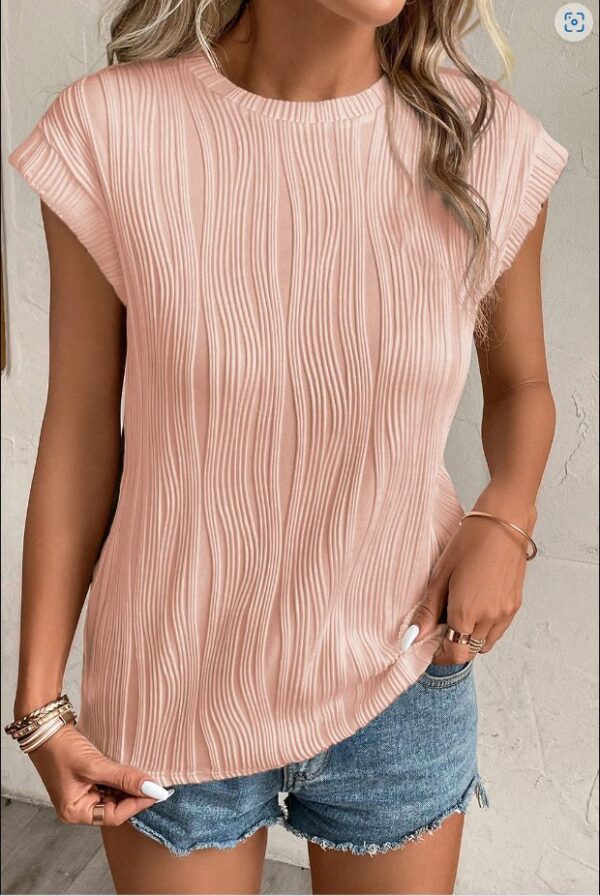 Product image of Vertical Textured Cap Sleeve Top – 5 COLORS!