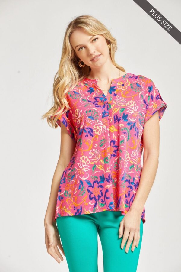 Product image of Hot Pink Tabbed Short Sleeve Top