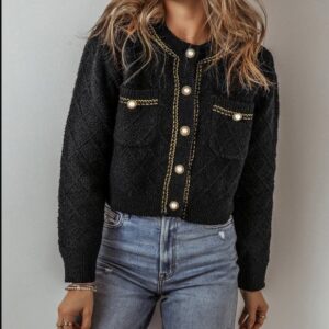 Product image of Shimmer Cropped Sweater Cardigan