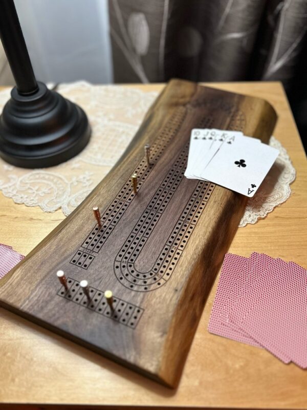 Product image of Live Edge Walnut Cribbage Board
