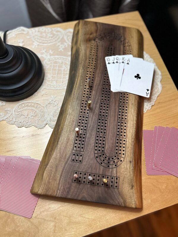 Product image of Live Edge Walnut Cribbage Board
