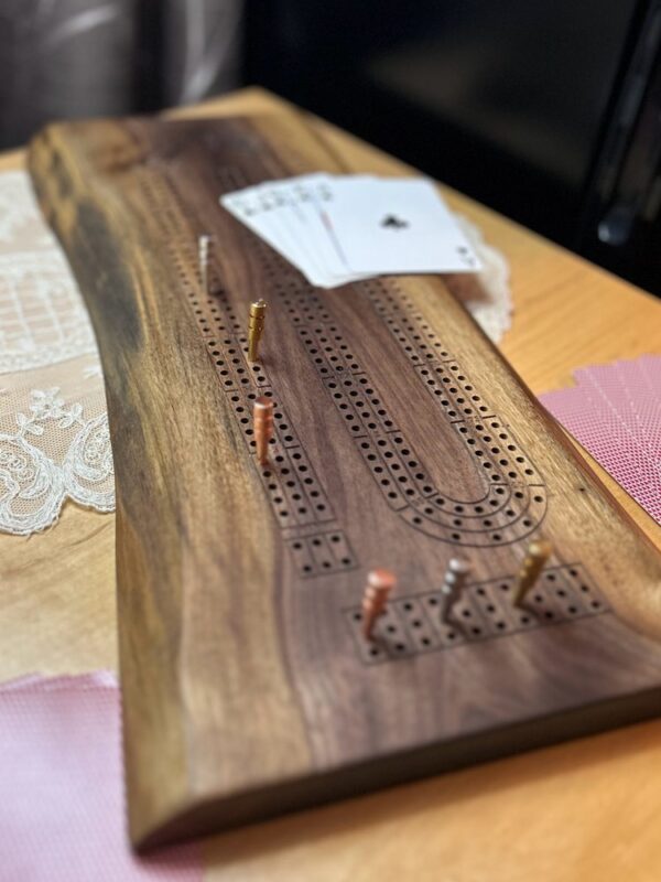 Product image of Live Edge Walnut Cribbage Board