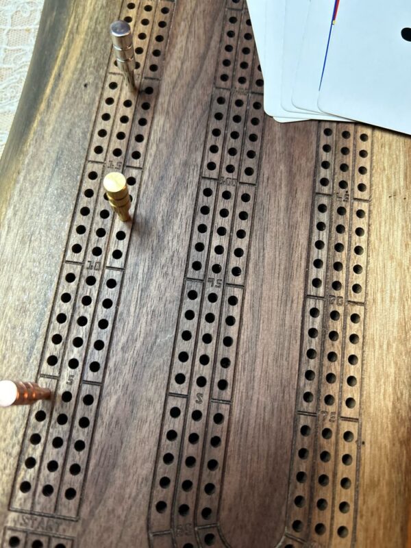 Product image of Live Edge Walnut Cribbage Board