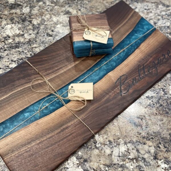 Product image of Bora Bora Blue Epoxy River Charcuterie Board