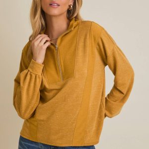 Product image of Half Zip Reverse Fabric Top