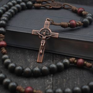 Product image of Logos Catholic Rosary – Durable Wooden Rosary for Men
