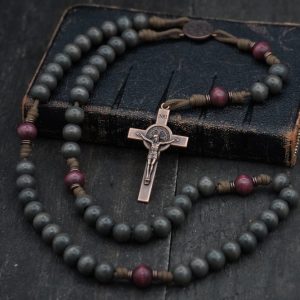 Product image of Logos Catholic Rosary – Durable Wooden Rosary for Men