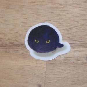 Product image of Black Catfluff Clear 1″ Die Cut Sticker