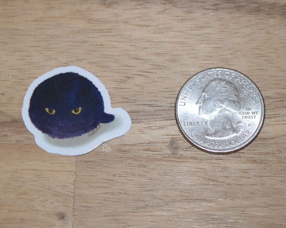 Product image of Black Catfluff Clear 1″ Die Cut Sticker