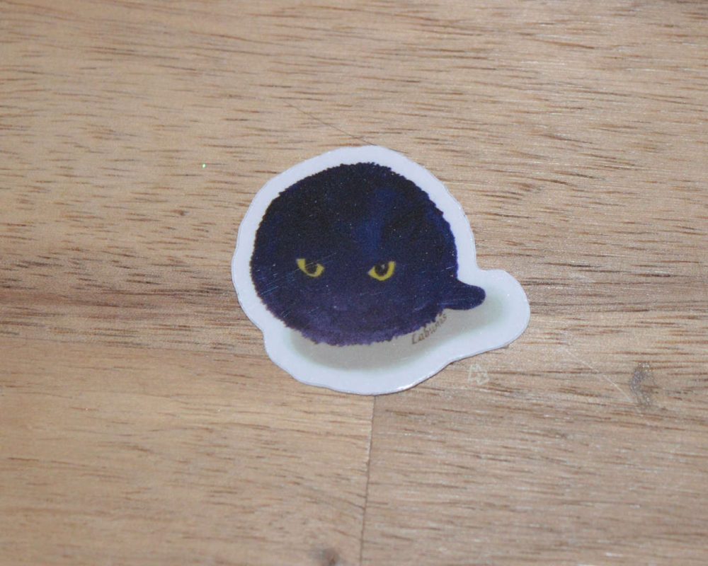 Product image of Black Catfluff Clear 1″ Die Cut Sticker