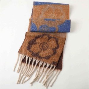 Product image of Vintage-Inspired Floral Wrap Scarf with Fringe