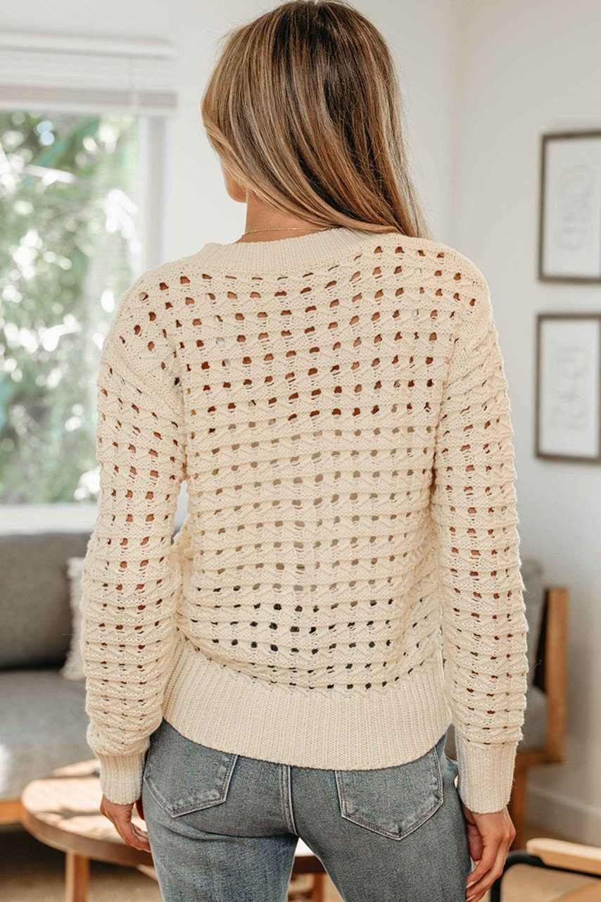 Product image of Hollowed Knit Zip Up Sweater Cardigan