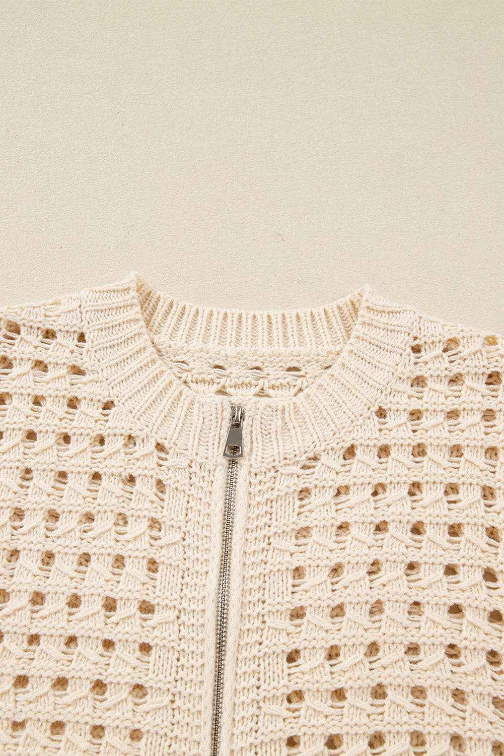 Product image of Hollowed Knit Zip Up Sweater Cardigan