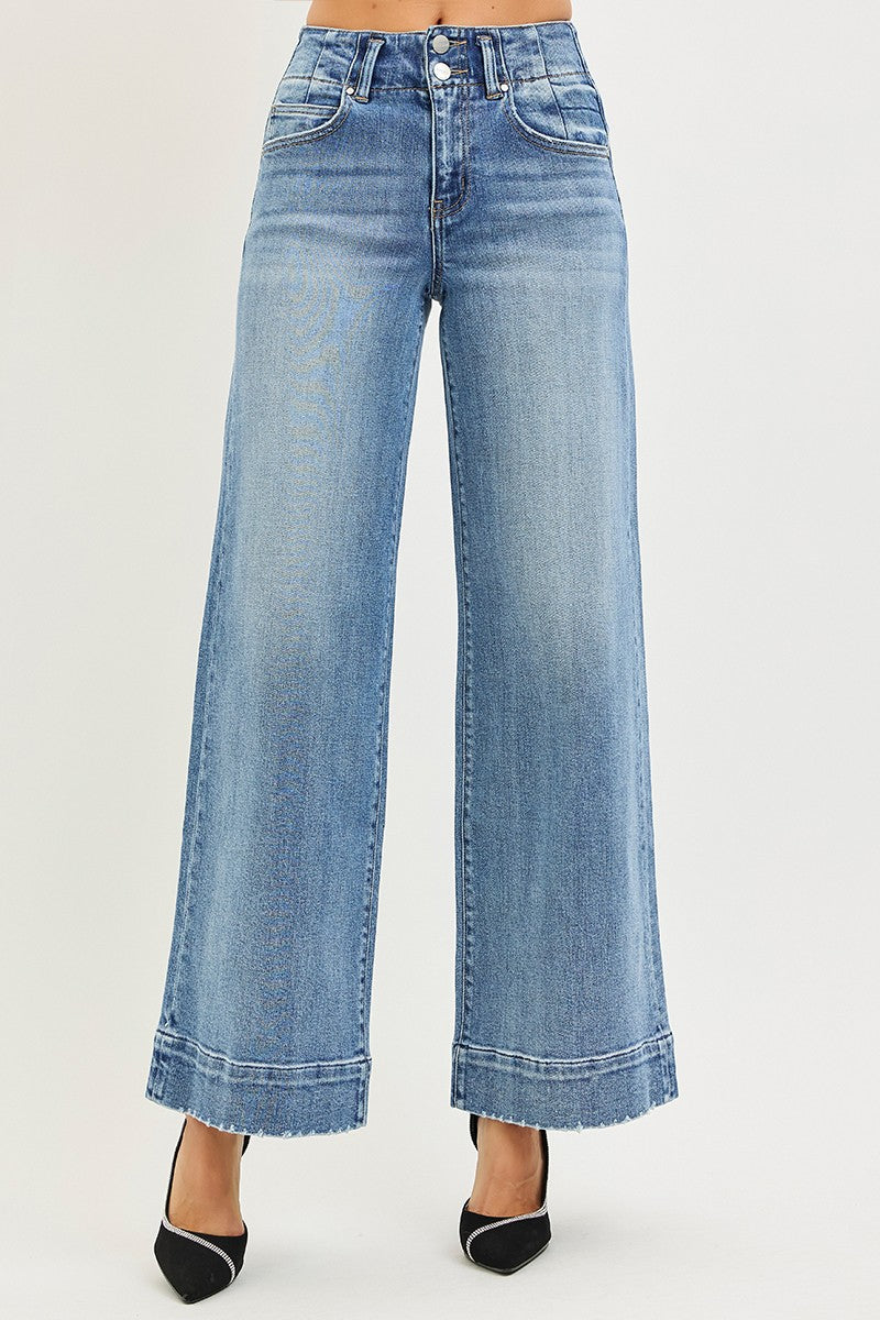 Product image of High Rise Ankle Wide Seam Detailed Jeans