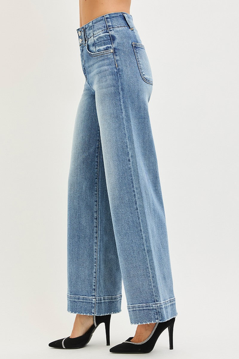 Product image of High Rise Ankle Wide Seam Detailed Jeans