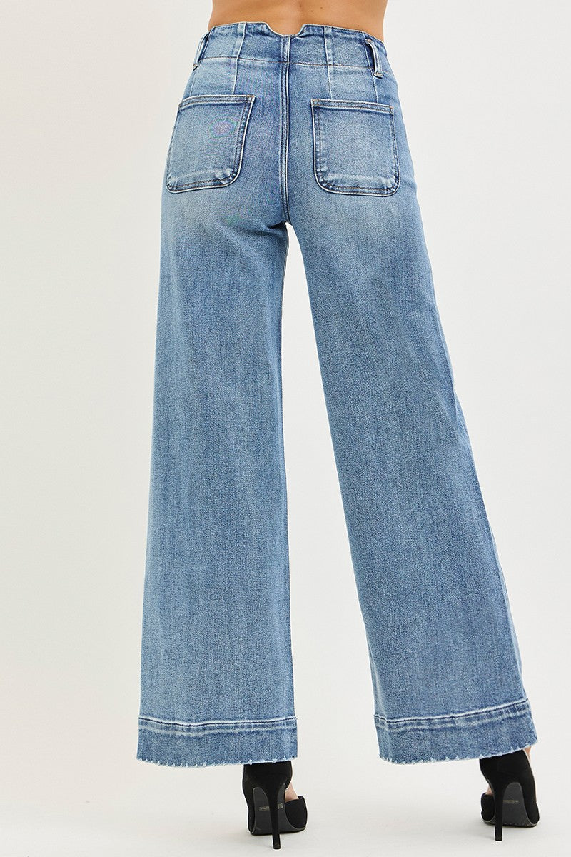 Product image of High Rise Ankle Wide Seam Detailed Jeans