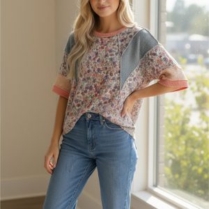 Product image of Shari Plus Drop Shoulder Colorblock Top