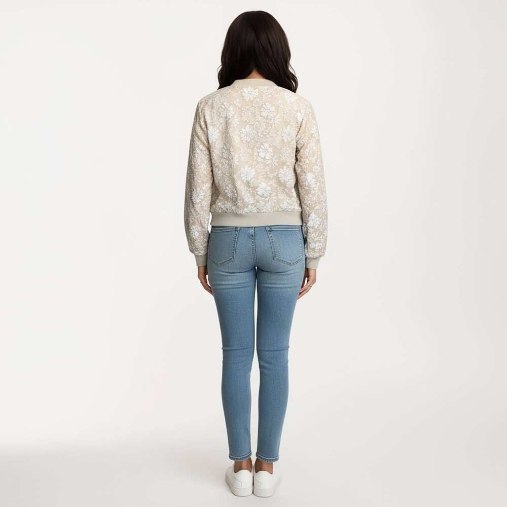 Product image of Sheer Floral Lace Bomber Jacket
