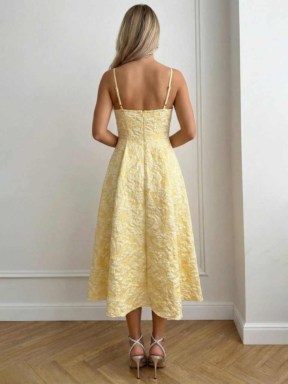 Product image of Textured Floral Jacquard Midi Dress