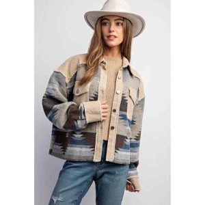 Product image of Tribal Pattern Colorblock Shacket