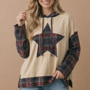 Product image of Plaid Star Patchwork Oversize Hoodie