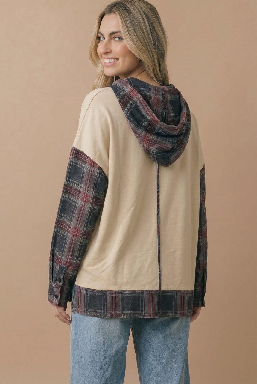 Product image of Plaid Star Patchwork Oversize Hoodie