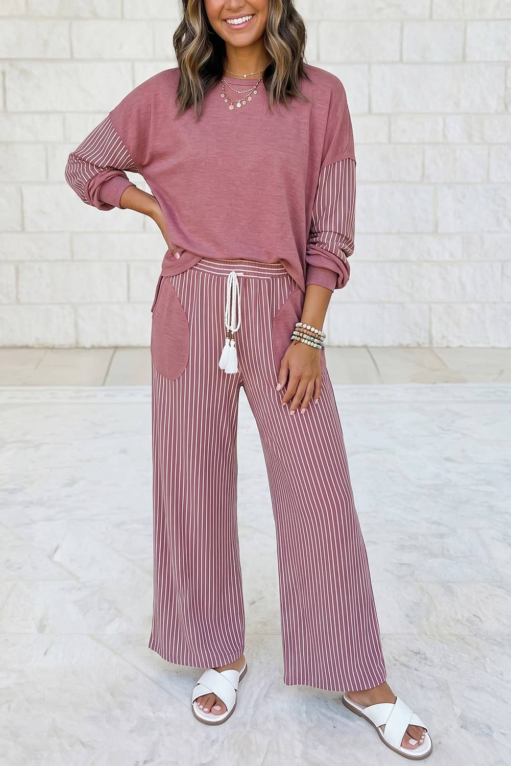 Product image of Striped Casual Two Piece Set